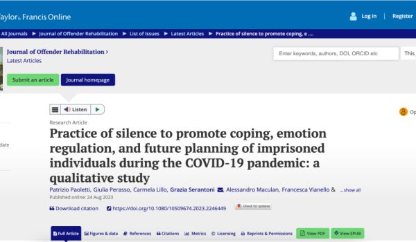 "La pratica del silenzio per promuovere il coping, la regolazione emotiva e la pianificazione del futuro a favore delle persone detenute, durante la Pandemia Covid -19: Uno studio qualitativo"