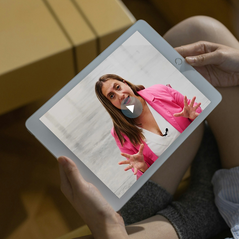 Mockup della video lezione su schermo